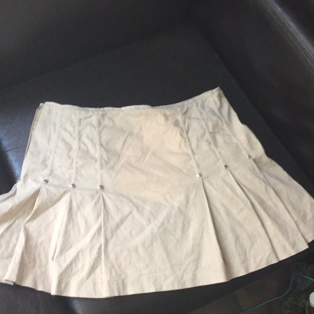 Pleated Tan Miniskirt
